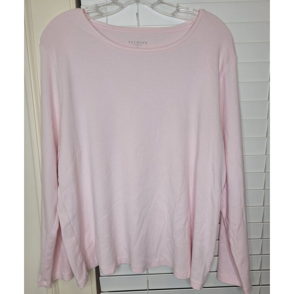 Talbots Plus 2X Light Pink LS Top Classic Comfort Easycare Coquette